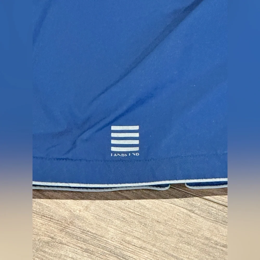 Lands' End Kids (8) Blue and Black Fleece Lined Hooded Coat - Picture 7 of 8